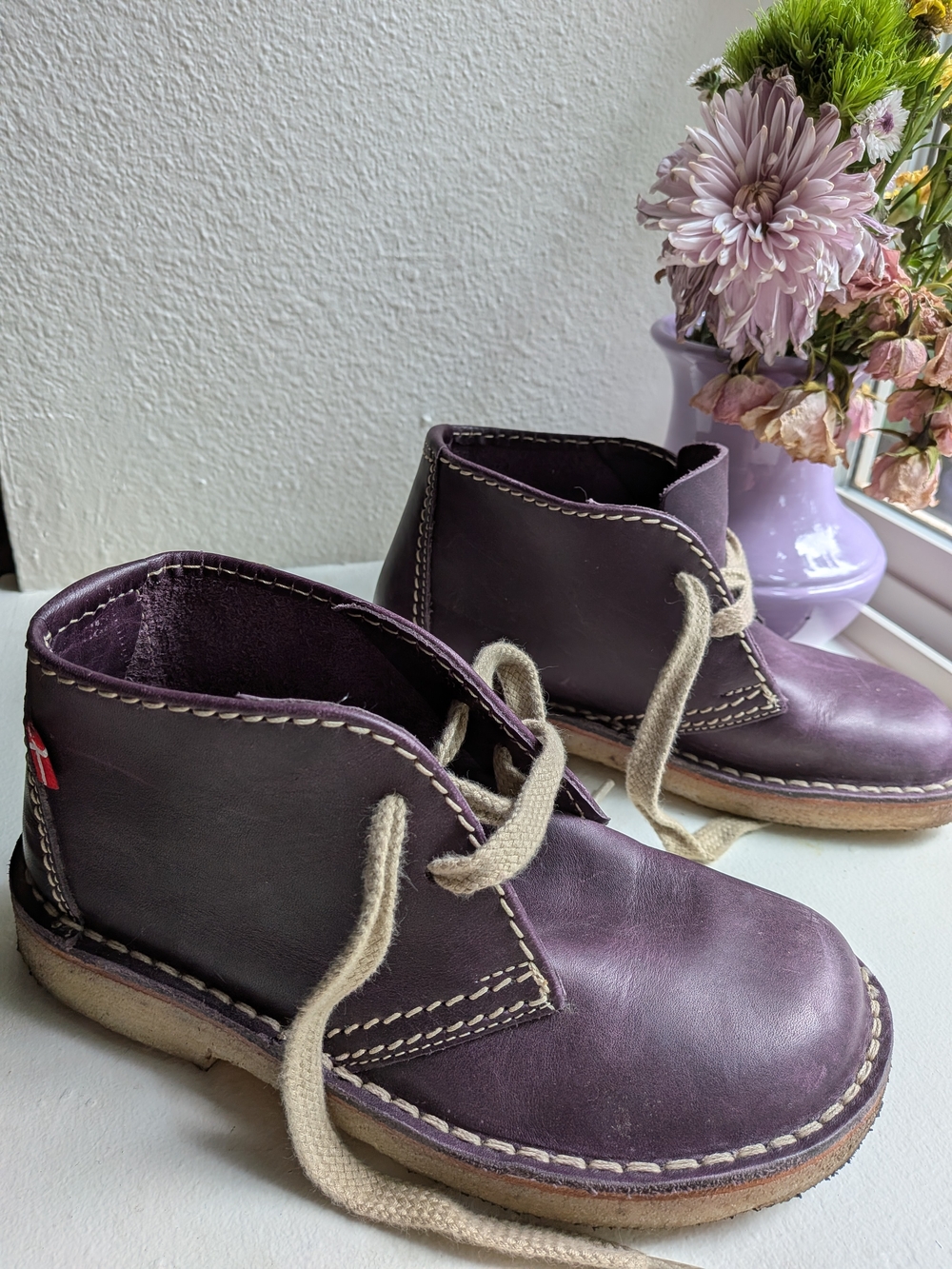 Duckfeet 36 Sjealland Plum Purple Leather Lace-Up Boots - Picture 4 of 8